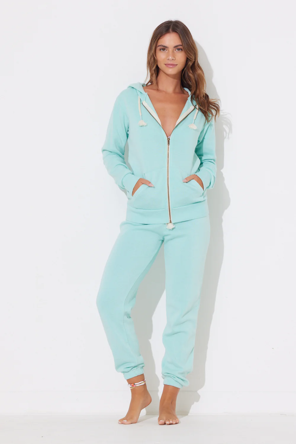 Minty Bay Burnout Zip Hoodie w/ Wrap Cords - Image 3