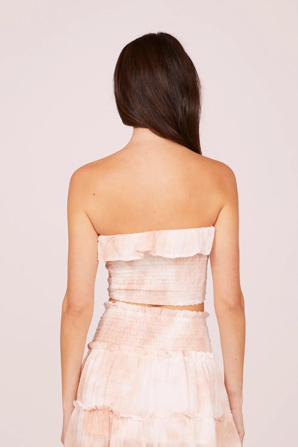Mauve Swiss Dot Smocked Tube Top - Image 3