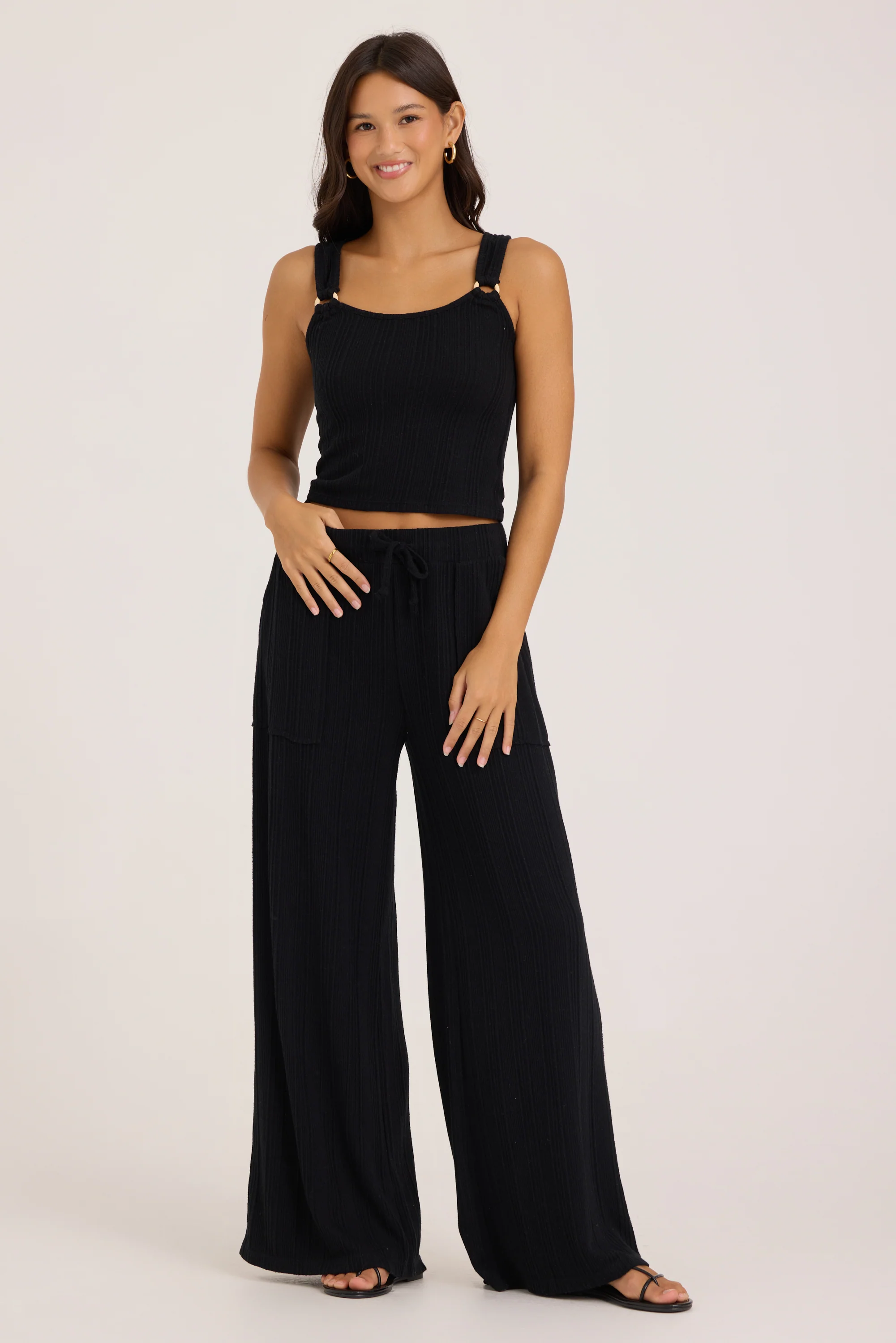 Novelty Rib Tank With O-Ring Straps - Black - Image 3