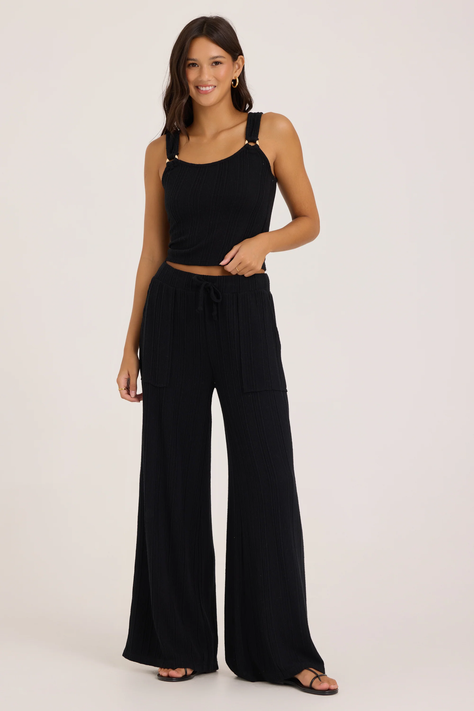 Novelty Rib Tank With O-Ring Straps - Black - Image 4