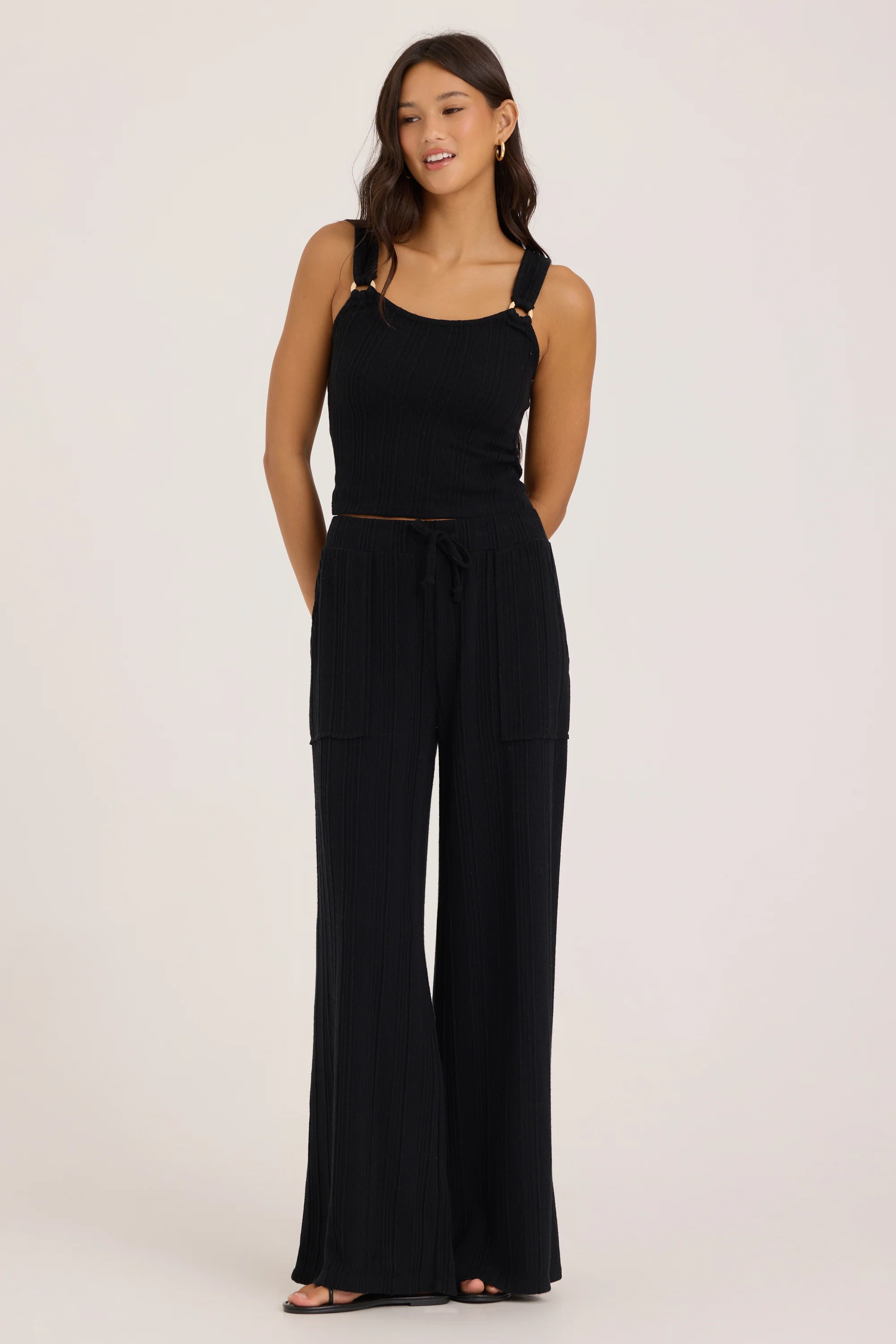 Novelty Rib Tank With O-Ring Straps - Black - Image 5