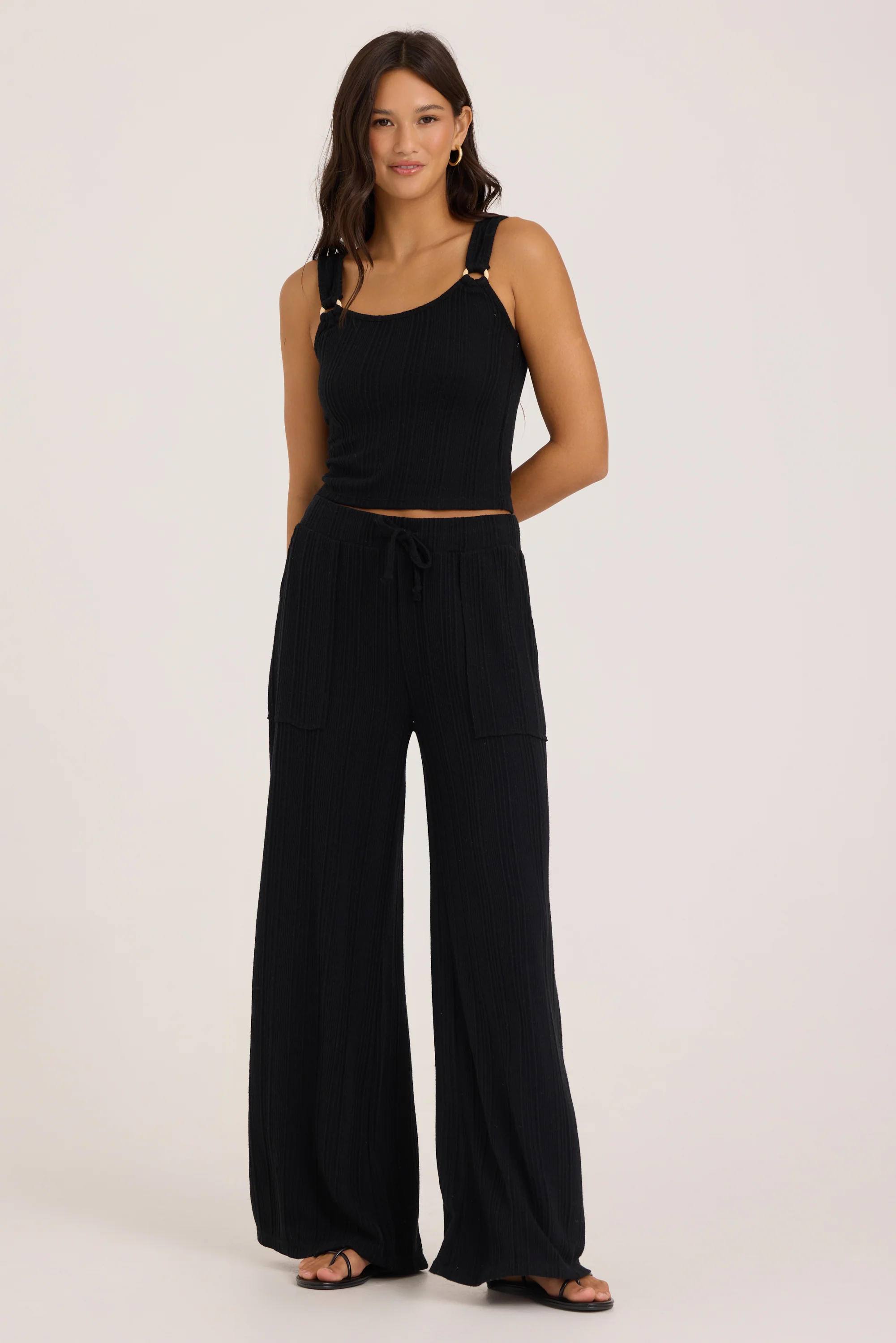 Novelty Rib Tank With O-Ring Straps - Black - Image 6